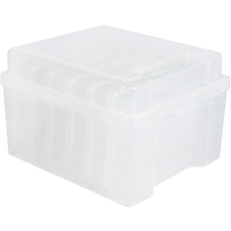 Rayher 39572000 contenitore trasparente con 6 box interni, 210x185x140mm, per accessori gioielleria, scrapbooking, articoli da bricolage salvaspazio