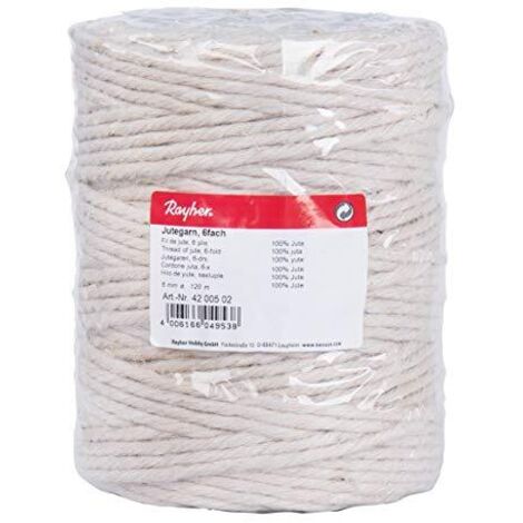 Rayher 4200502 Corda di Juta a 6 strati, Avorio, ø 6 mm, lunghezza 120 m