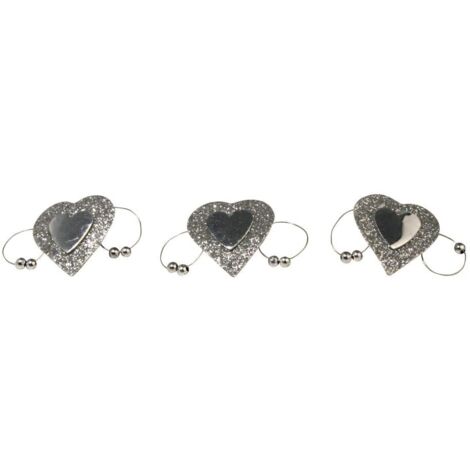 RAYHER - 6 PEZZI - CUORE GLITTERATO ARGENTATO SU MOLETTA IN METALLO 4CM