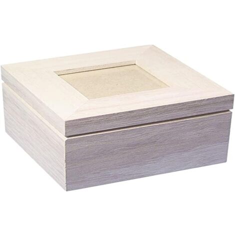 Rayher 62264000 legno - scatola con foto coperchio FSC Mix Credit, 12 x 12 x 8,2 cm