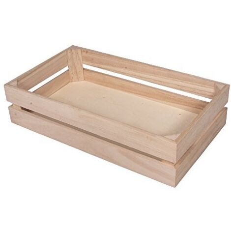 Rayher Cassetta Frutta Decoro In Legno, Scatola Portaoggetti, 35.5 x 20.3 x 8.4 cm, Legno di Pioppo Liscio, con Ganci per Appendere, da Personalizzare e Colorare, 62728000