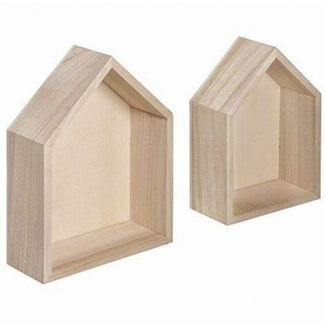 Rayher Cornici Decoro Casette In Legno, Set da 2 Pezzi, Legno di Pioppo Naturale, 14 x 10 x 4cm + 12.5 x 8.5 x 4 cm, da Personalizzare e Colorare, 62696000