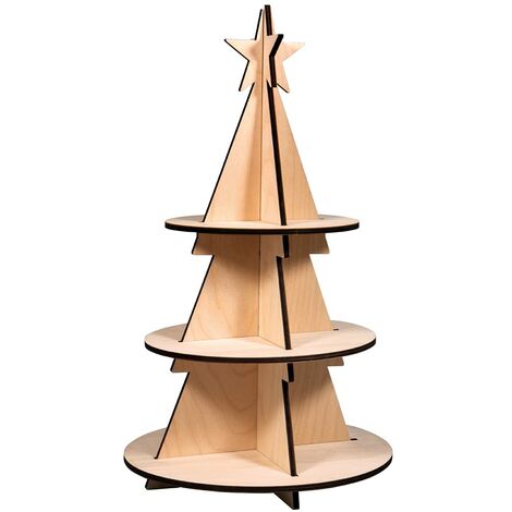 Rayher kit alzata in legno naturale, albero di Natale, certificato FSC, altezza 44,5cm, 5 parti, per decorazioni natalizie, avvento, da decorare e colorare, 46631505