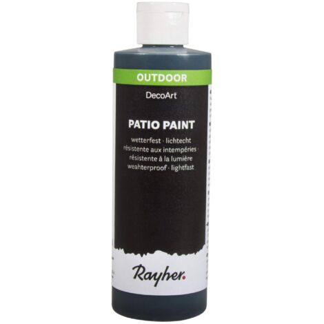 Rayher patio paint, vernice acrilica per esterni, super coprente, resistente alle intemperie, colore nero, 236ml, 38611576