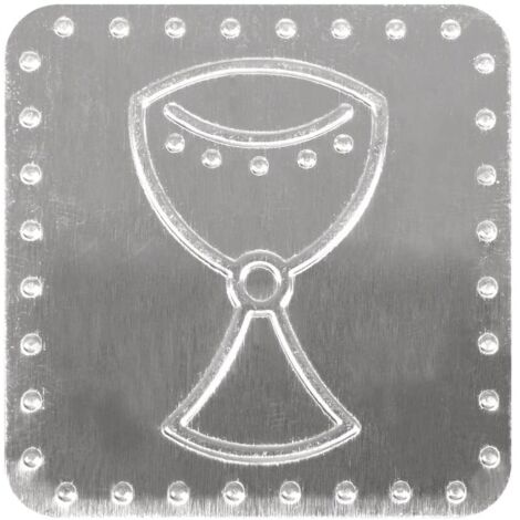 RAYHER - PLACCA IN METALLO CALICE CON PUNTO ADESIVO 4X4CM 8PZ