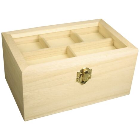 Rayher Scatola Portaoggetti In Legno, Coperchio di Vetro con Scomparti,16 x 16 x 9,5 cm, Legno Naturale, da Decorare e Colorare, 62577000