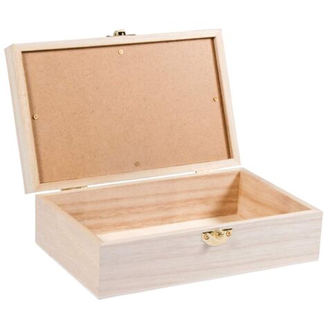 Rayher Scatola Portaoggetti In Legno, Coperchio di Vetro con Scomparto per Accessori, 20 x 12.5 x 6.5 cm, Legno Naturale, da Decorare e Colorare, 62945505