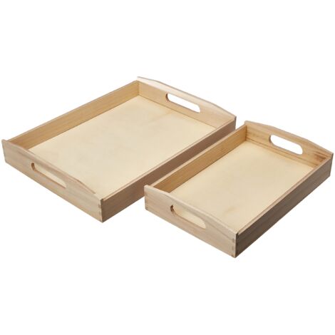 Rayher set vassoi in legno, rettangolare, 2 pezzi, 30x20 cm e 39x28 cm, per decorazioni, rettangolare, legno naturale, da decorare e colorare, 6208400