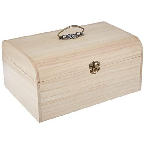 Rayher valigetta in legno con maniglia metallo antico, 29,5 x 20,5 x 14 cm, legno naturale, senza comparti interni, da decorare e colorare, 6166600