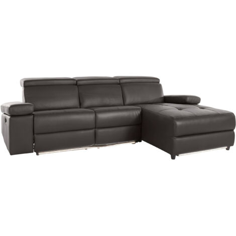 Rayland-Chaise longue Canapé 3 places droite avec fonction manuelle en cuirPU marron