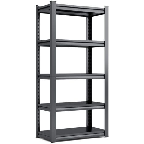 Rayonnage-5-étages-Métal-Industriel-Capacité-650kg-Réglable-Garage-Entrepôt-Finition-Anti-Rayures-80x40x160(cm)