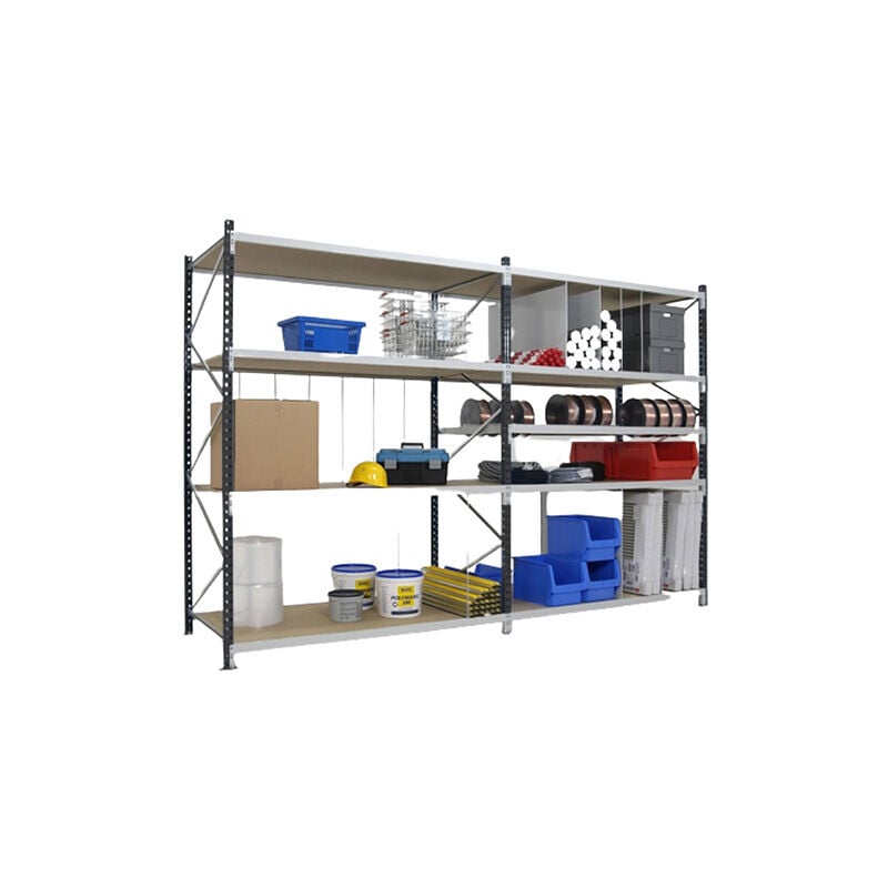 Rayonnage Direct - Rayonnage mi lourd 4 niveaux - Module de départ - 2500x1500x600mm -Charge 465kg/niveau - RAYOML/4N/1560/D1
