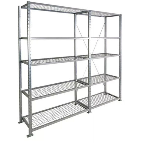 Rayonnage à tablettes grillagées : norme sprinkler - 5 niveaux - Module de départ - Lxhxp  : 1250x2000x600mm - RAYOSPR/201260/D
