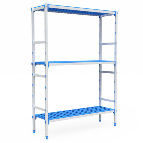 Rayonnage Aluminium 3 Niveaux Compatible Bac GN 2/3 - L 3380 à 4600 mm - Pujadas
