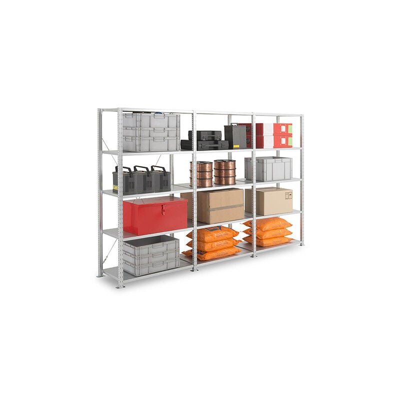 Rayonnage d'atelier 5 niveaux - Module de départ - 2000x1000x400mm - Charge max 330kg/niveau - RAYATL/GAL/1040/D2