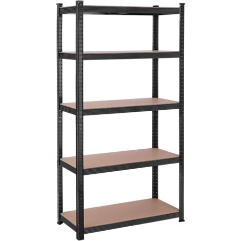 Rayonnage Étagère à 5 niveaux, 180 x 90 x 40cm, charge totale 875 kg (175 kg/niveau) - Noir GLR040B01