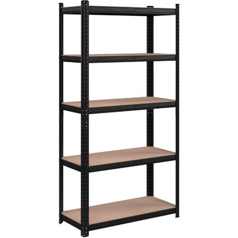 Rayonnage Étagère à 5 niveaux, 40 x 90 x 180 cm, charge totale 875 kg (175 kg/niveau) - Noir