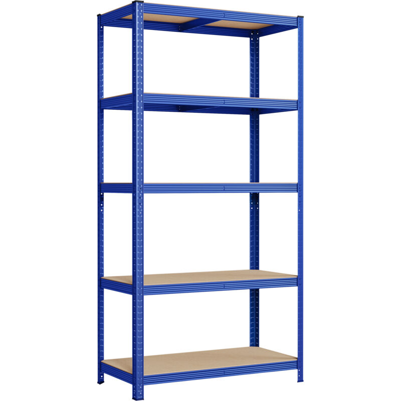 Rayonnage Étagère à 5 niveaux, 50 x 100 x 200 cm, Capacité 600 kg, Planches Réglables, Style Industriel, Bleu