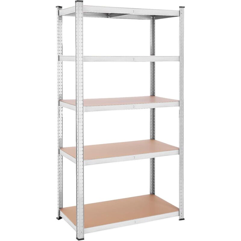 Rayonnage Étagère à 5 Niveaux, 50 x 100 x 200 cm, Capacité 600 kg, Planches Réglables, Argent