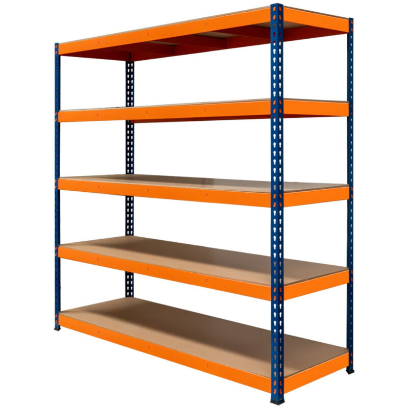 Monster Shop - Rayonnage Garage S-Rax – Rangement Industriel Robuste & Ajustable 5 Étages 180 x 180 x 60cm – Capacité 300kg / étage – 100% sans