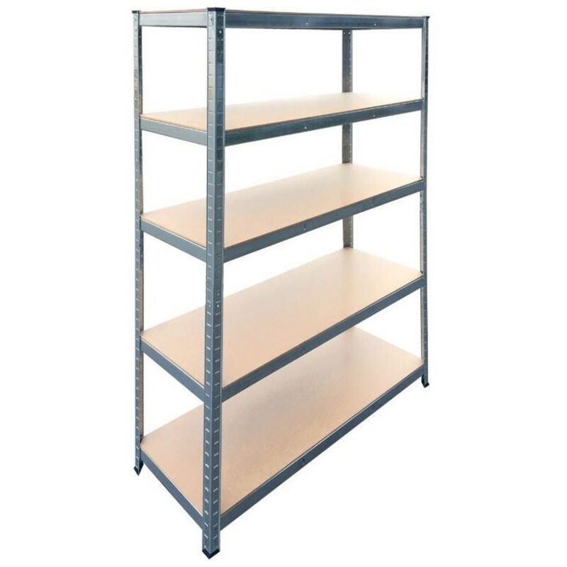 Etagère 5 tablettes L120xP45xH180 cm Charges lourdes 300Kg Structure Acier verni Plateaux bois Brixo