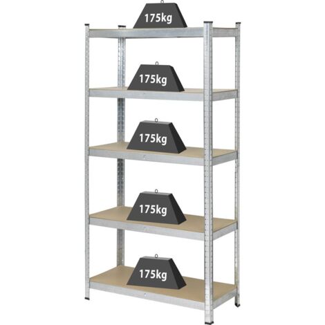 Rayonnage lourd TOOLCRAFT KCT20C 175 kg (l x H x P) 900 x 1800 x 400 mm MDF argent, galvanisé bois