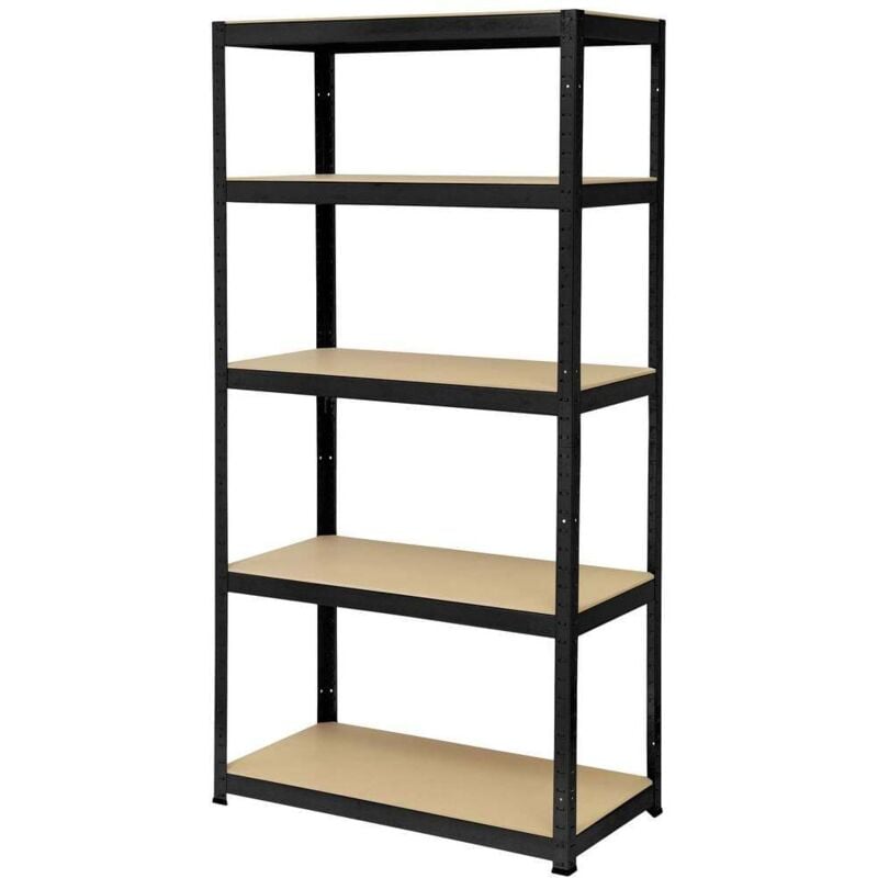 Rayonnage lourd TOOLCRAFT TO-8689791 265 kg (l x H x P) 900 x 1800 x 450 mm métal, MDF mat noir bois