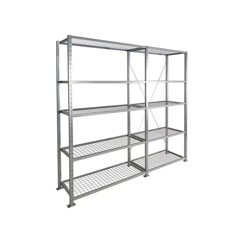 Matisère - Rayonnage à tablettes grillagées : norme sprinkler - 5 niveaux - Module de départ - Lxhxp : 1250x2000x500mm - RAYOSPR/201250/D