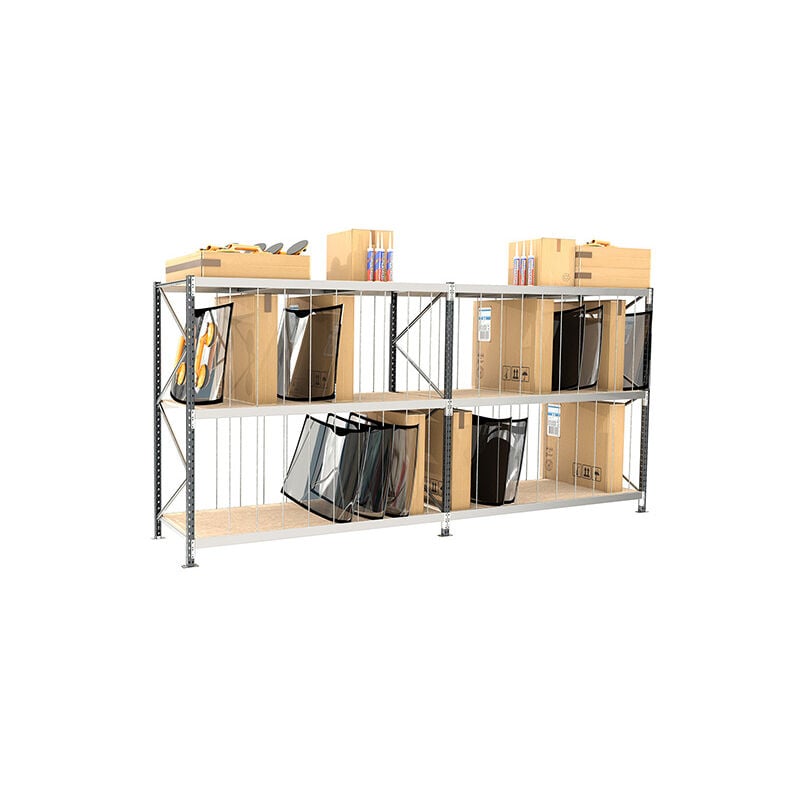 Rack 3 niveaux pour pare-brises - Module de départ - hxlxp : 2000x2000x1000mm - RAYOPB/3N/2020/D