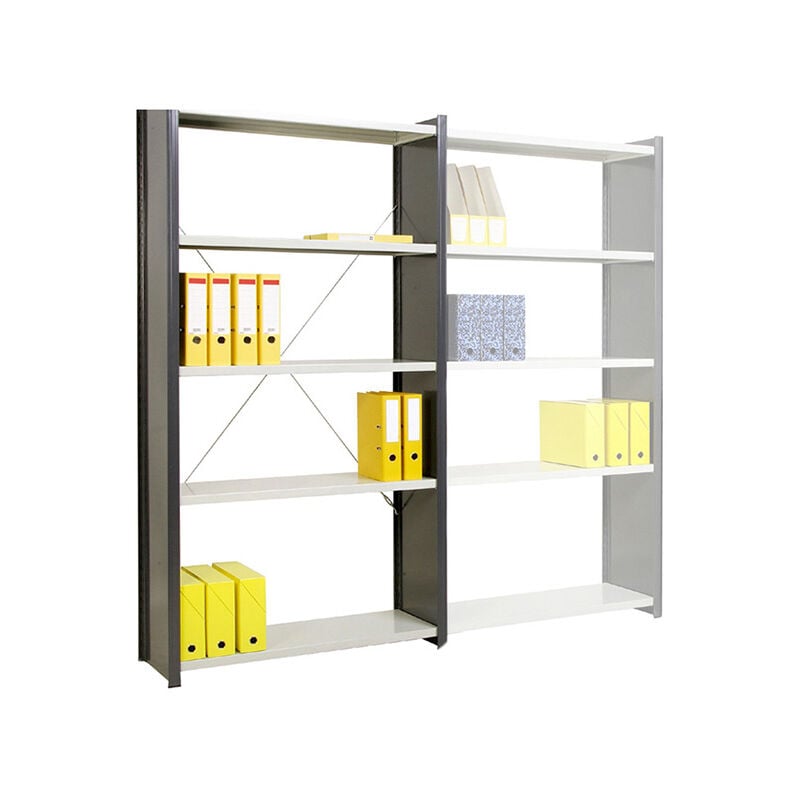 Rayonnage pour bureau - Échelles fermées - Élément suivant - 2000x1250x500mm - Utilisable uniquement avec un module de départ - RAYBUR/EF/2012/S