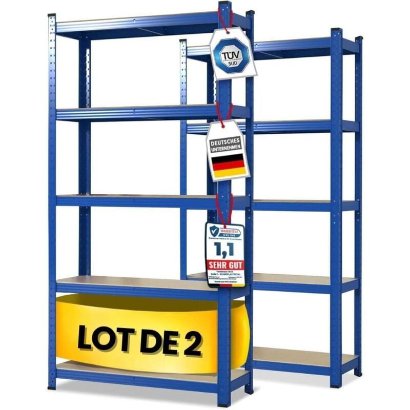 Floordirekt - Rayonnage pour charges lourdes Lakota Capacité de charge jusqu'à 1250 kg Utilisable individuellement Bleu 180 x 90 x 40 cm