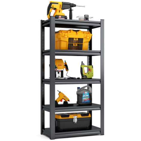Rayonnage Robuste 5 Niveaux H160×80×40cm, Étagère Métallique en Acier, Charge 650kg, Hauteur Réglable, Qualité Industrielle, Anti-Rayures, Sans Bois pour Garage, Entrepôt & Maison