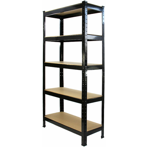 Rayonnage T-Rax en Acier Sans Boulons Noirs 75cm x 30cm x 150cm Rangement Garage Atelier Rayonnage Modulable - Noir