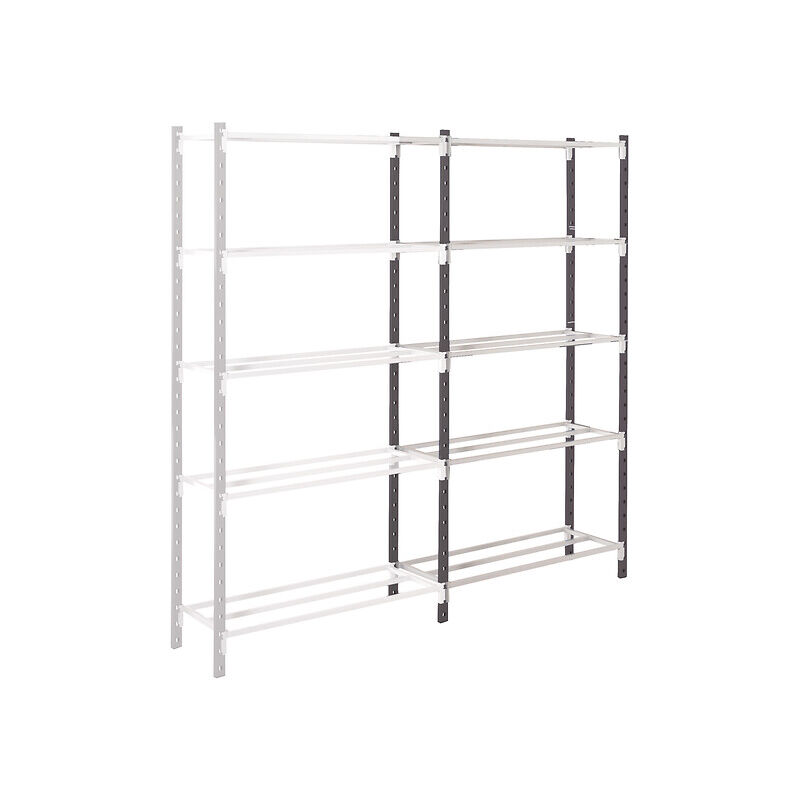 Rayonnage tubulaire charges légères Flip élément suivant peint 5 niveaux tablettes tubulaires H2000xL1000xP600mm Manorga