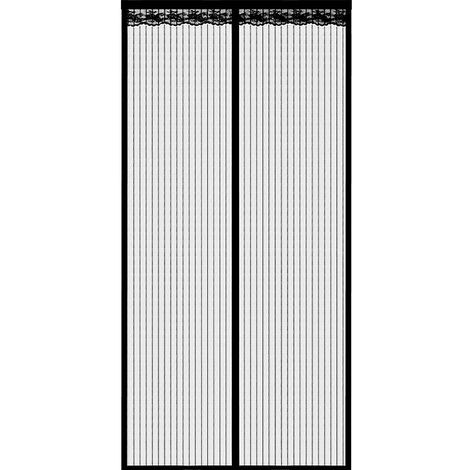 Rayures verticales - noir, rideau anti - mouche pour portes et fenêtres magnétiques, moustiquaire coulissante en toile d'écran d'insecte, moustiquaire magnétique non poreuse 80 210cm