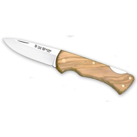 Razor Alpina 043 Miguel Nieto da 17 cms, con lama in acciaio da 7 cms e mango da legno di ulivo naturale.