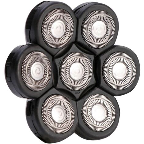 Razor Head, 7 Electric Razor Heads, Washable Replacement Floating Blade for Men (Black)