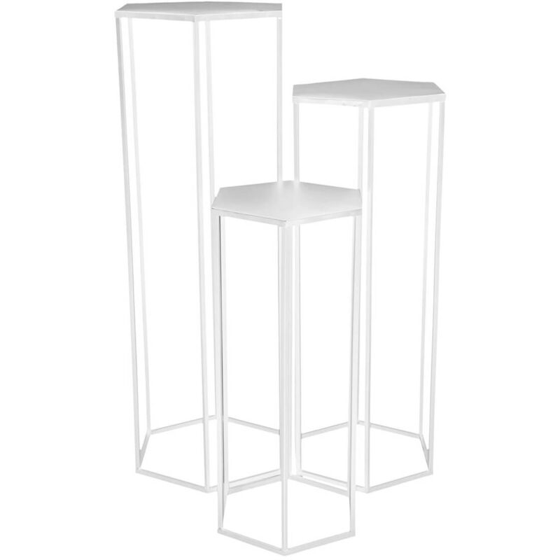 Altobuy - razza - Lot de 3 Sellettes Gigognes Métal Blanc