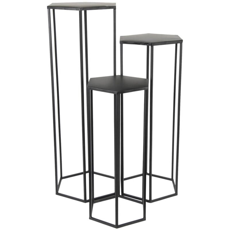 Altobuy - razza - Lot de 3 Sellettes Gigognes Métal Noir