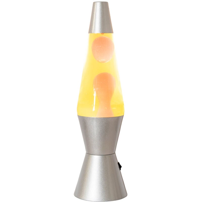 Razzo Lava lamp Clear Silver Illuminated Decoration and Integrated led 1W Red Bulb