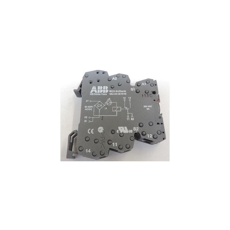 Rb121A-60-230Vuc Relais d'Interface R600 1C/O,A1-A2 230VAC/DC,250V/10Ma-6A,Led ABB 1SNA645020R0100