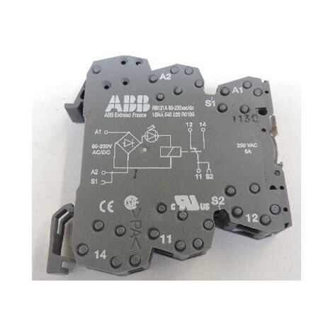 Rb121A-60-230Vuc Relais d'Interface R600 1C/O,A1-A2 230VAC/DC,250V/10Ma-6A,Led ABB 1SNA645020R0100