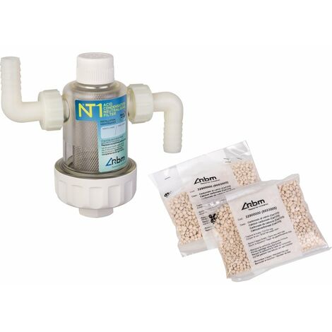 RBM – Filtre neutralisant condensats pour chaudières – Corps en polyamide transparent – Raccords coudés DN16 – 32860530
