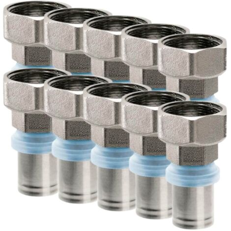 RBM – Lot de 10 raccords multicouche à sertir femelle – Profil TH-H-U-B-F – Diamètre 1/2' – Corps laiton nickelé – Installation rapide sans pâte