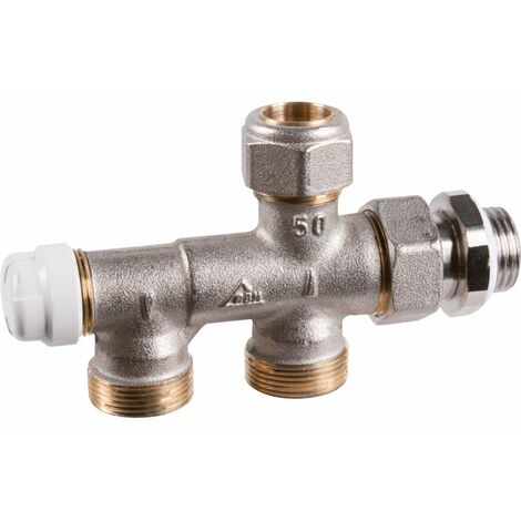 RBM – Robinet dérivation monotube 1/2' pour système chauffage – Raccord filetée mâle – Compatible avec tubes 15mm – Confort thermique optimal