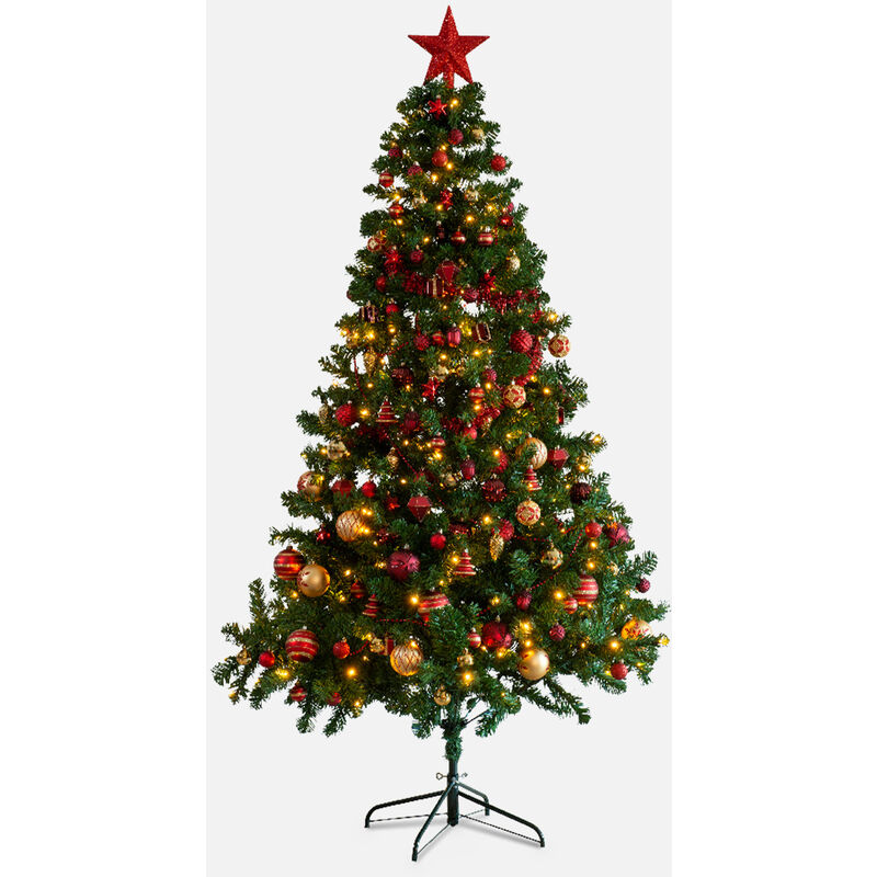 

Árbol artificial con kit de decoración - Toronto 210cm - verde con adornos rojos y dorados