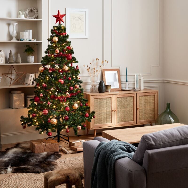 

Árbol artificial con kit de decoración - Toronto 180cm - verde con adornos rojos y dorados