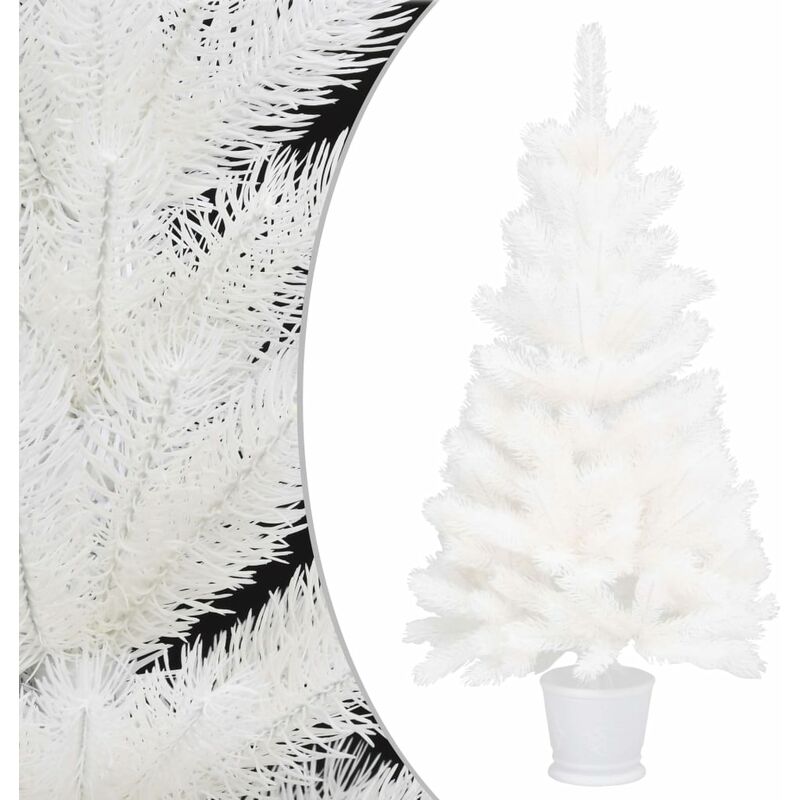 

Árbol artificial de Navidad con hojas realistas blanco 90 cm - Blanco