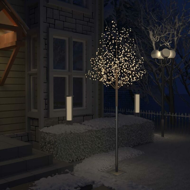 

Árbol de Navidad 600 LEDs blanco cálido flores de cerezo 300 cm - Negro