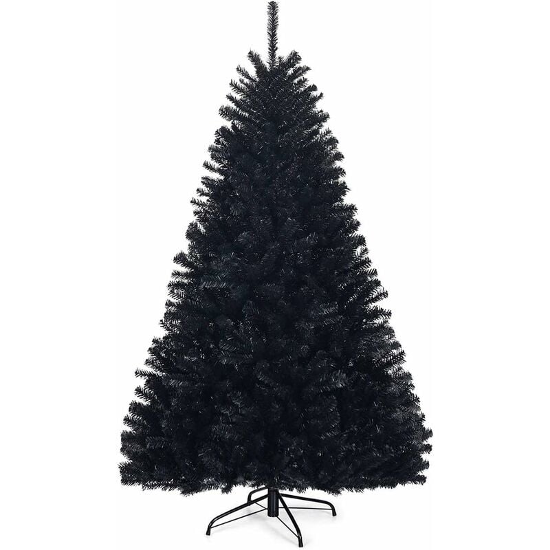 

Árbol de Navidad Artificial 180cm con Puntas de PVC y Soporte de Metal Navidad Decoración Color Negro